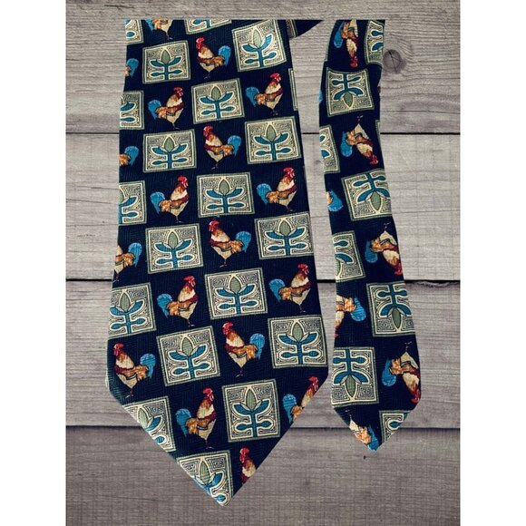 Bob Timberlake Mens Silk Necktie Accessory Navy Blue Office Work Casual Dad Gift - Picture 7 of 8